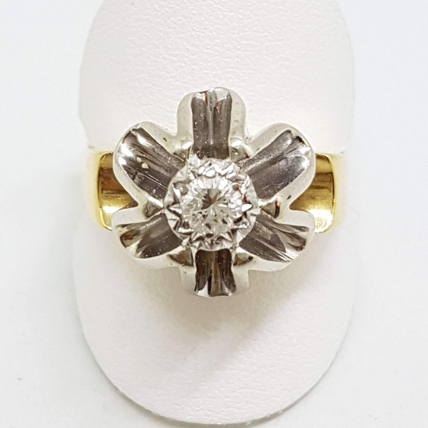 Very Unusual 18ct Gold & Platinum High set Diamond Ring - Heavy - Antique / Vintage