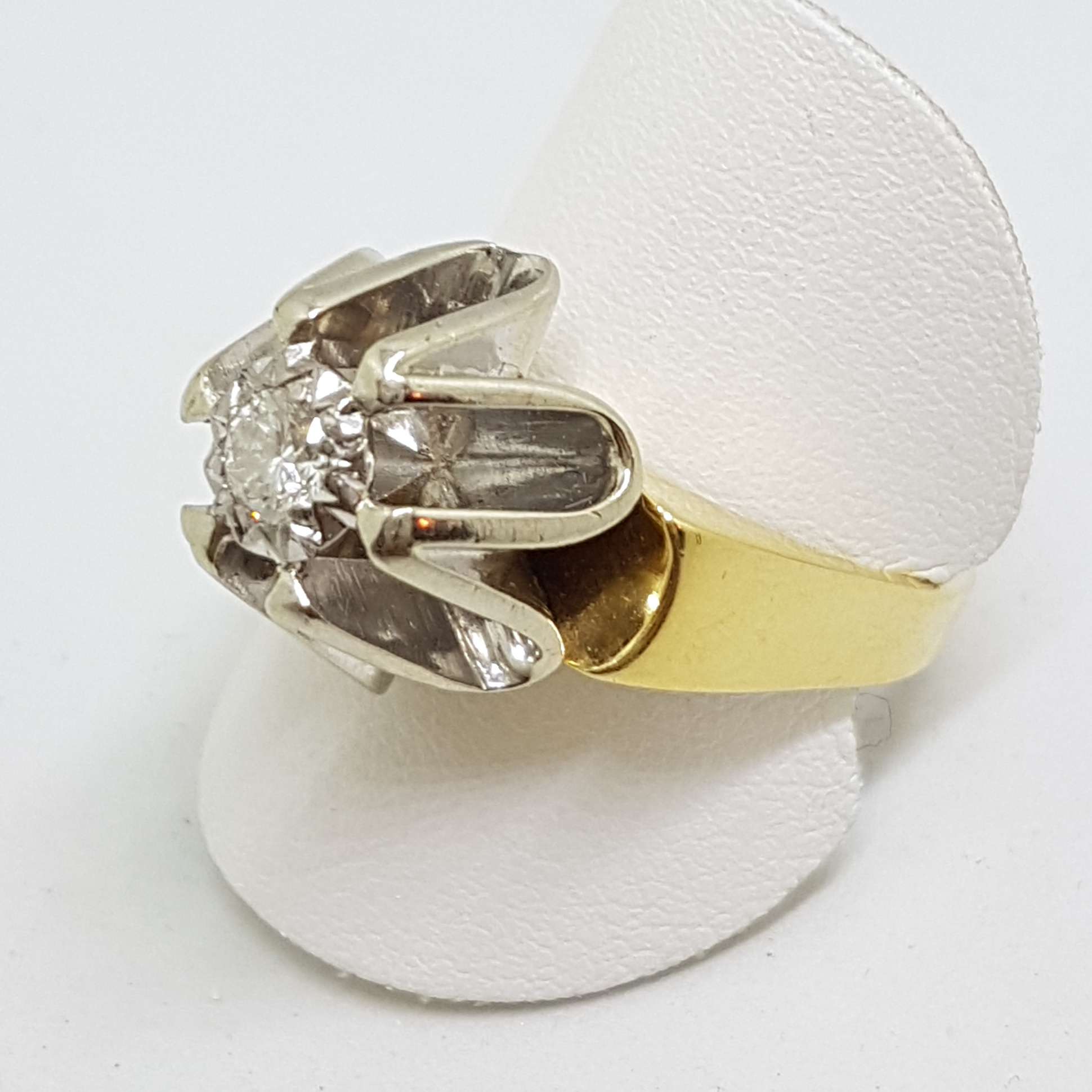 Very Unusual 18ct Gold & Platinum High set Diamond Ring - Heavy - Antique / Vintage