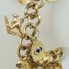 9ct Yellow Gold Heavy and Solid Curb Link Charm Bracelet with Heart Padlock - Antique / Vintage
