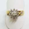 18ct Yellow Gold Diamond Daisy Flower Cluster Engagement & Wedding Ring Set - Antique / Vintage