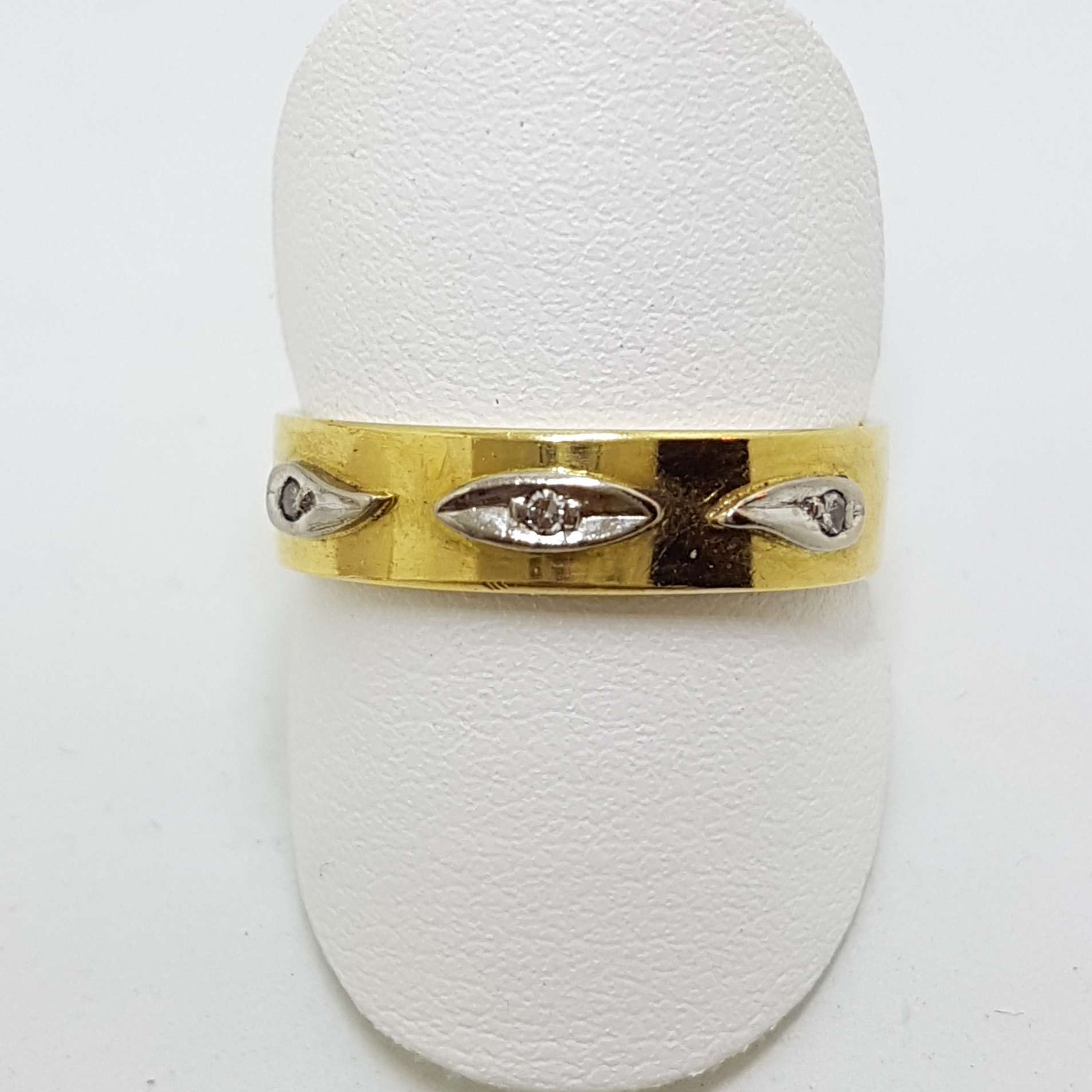 18ct Yellow Gold Diamond Daisy Flower Cluster Engagement & Wedding Ring Set - Antique / Vintage