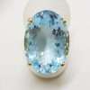 9ct Yellow Gold Oval Cushion Cut Large Light Blue Topaz Cocktail Ring