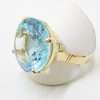 9ct Yellow Gold Large Light Blue Topaz Round Cocktail Ring