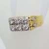 18ct Yellow Gold 10 Diamond Ornate Rectangular Cluster Ring - Antique / Vintage