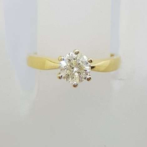 18ct Yellow Gold .70ct Solitaire Claw Set Diamond Ring