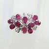 18ct White Gold Ruby and Diamond Large Cluster Ring - Antique / Vintage