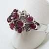 18ct White Gold Ruby and Diamond Large Cluster Ring - Antique / Vintage