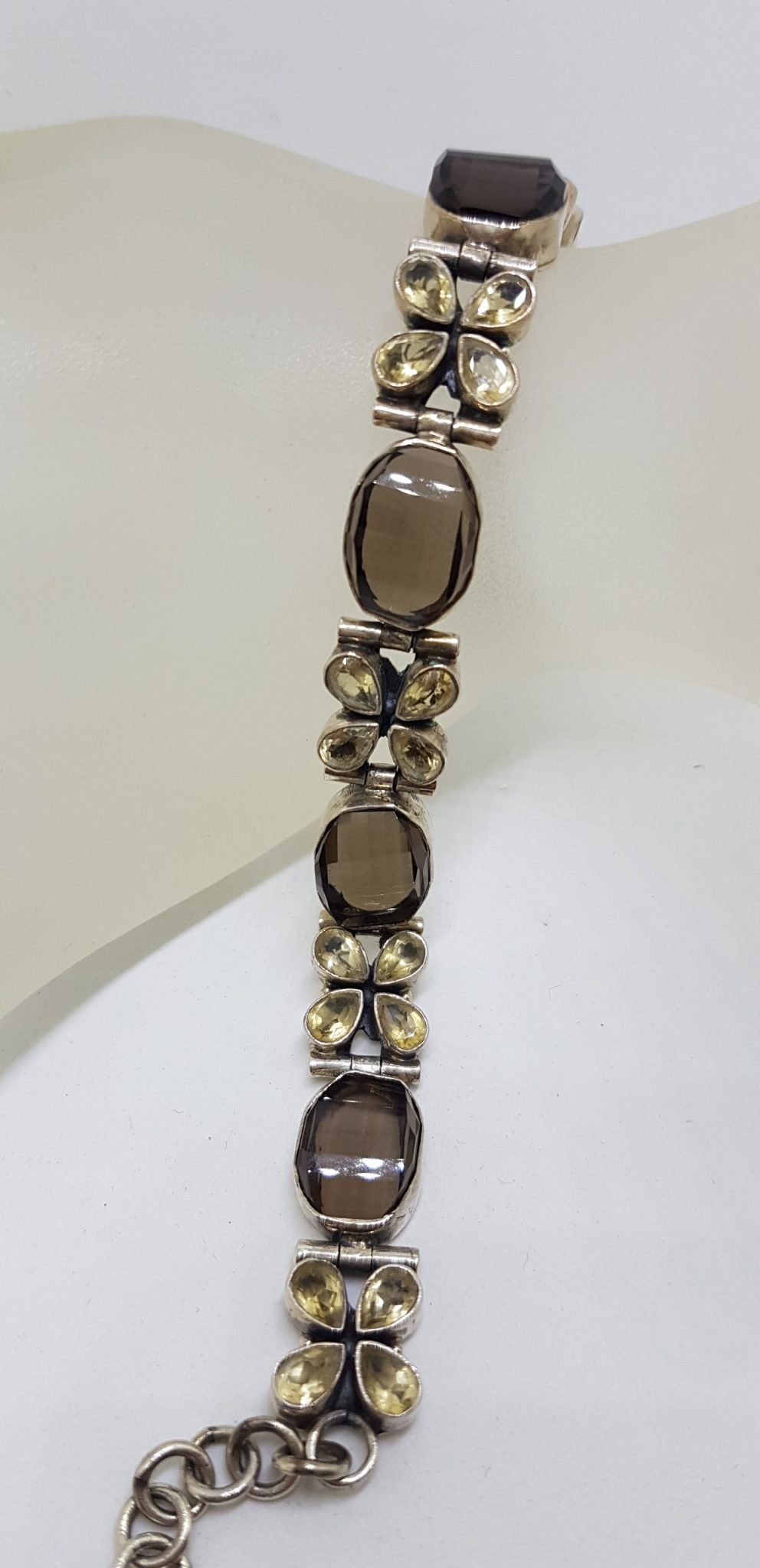 Sterling Silver Citrine and Smokey Quartz Bracelet