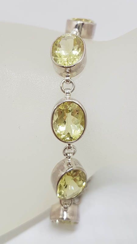 Sterling Silver Oval Bezel Set Lemon Citrine Bracelet