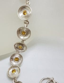 Sterling Silver Round Citrine in Circles Bracelet