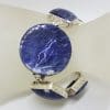 Sterling Silver Large Round and Square Sodalite Bracelet