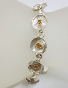 Sterling Silver Round Citrine in Circles Bracelet