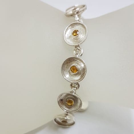 Sterling Silver Round Citrine in Circles Bracelet