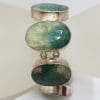 Sterling Silver Large Oval and Teardrop Emerald Bracelet