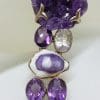 Sterling Silver Wide Chunky Amethyst, Clear Crystal Quartz and Shell Cluster Bracelet