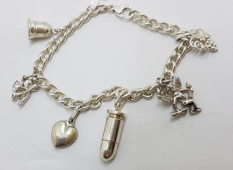 20201006_204225 Sterling Silver Vintage Charm Bracelet with 6 Assorted Charms