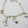 Sterling Silver Vintage Charm Bracelet with 4 Assorted Charms