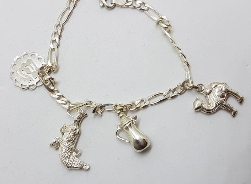 20201006_204344 Sterling Silver Vintage Charm Bracelet with 4 Assorted Charms