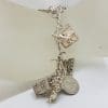 Sterling Silver Heavy Vintage Charm Bracelet with Assorted Charms