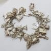 Sterling Silver Heavy Vintage Charm Bracelet with Assorted Charms