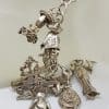 Sterling Silver Heavy Vintage Charm Bracelet with Assorted Charms Including Jointed Teddy Bear