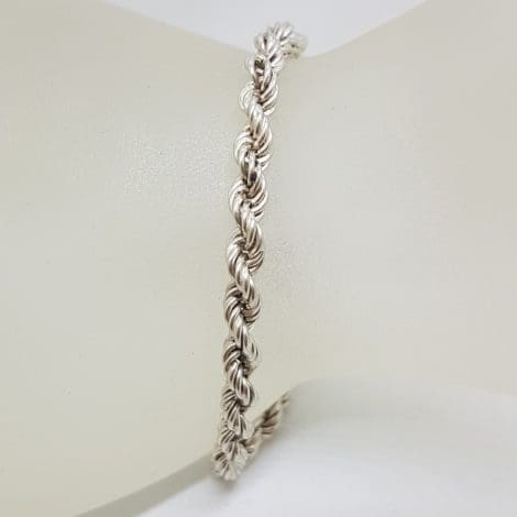 Sterling Silver Vintage Singapore Twist / Rope Link Bracelet