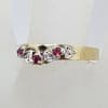 9ct Yellow Gold Half Round Ruby and Diamond Eternity / Wedding Ring - Vintage / Antique