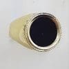 9ct Yellow Gold Large Round Onyx Ring - Ladies / Gents Ring