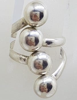 Sterling Silver Large and Wide Ball Design Ring - Vintage