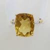 9ct Yellow Gold Rectangular Citrine and Diamond Ring