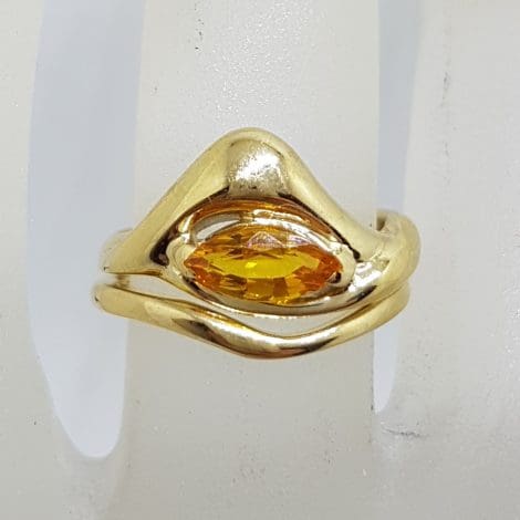 9ct Yellow Gold Unique Design Citrine Ring Set - Engagement / Wedding