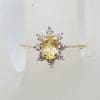 14ct Yellow Gold Oval Citrine and Diamond Cluster Ring