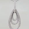 9ct White Gold Teardrop / Pear Shape Diamond Pendant on 9ct Chain