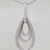 9ct White Gold Teardrop / Pear Shape Diamond Pendant on 9ct Chain