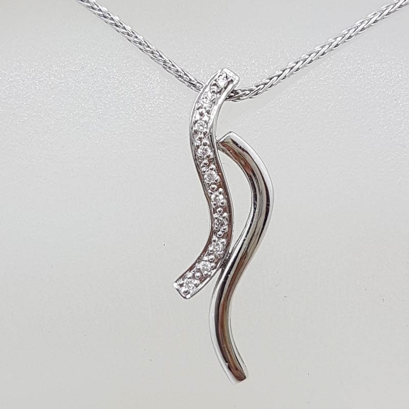 9ct White Gold Diamond Twist Pendant on 9ct Chain