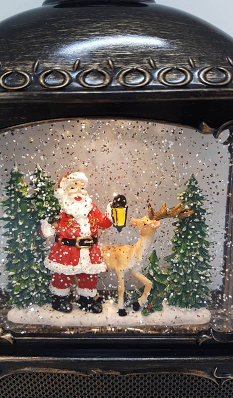 Musical Christmas Glitter Lantern – Santa with Lantern and Reindeer / Rudolph – Christmas Ornament Design #22