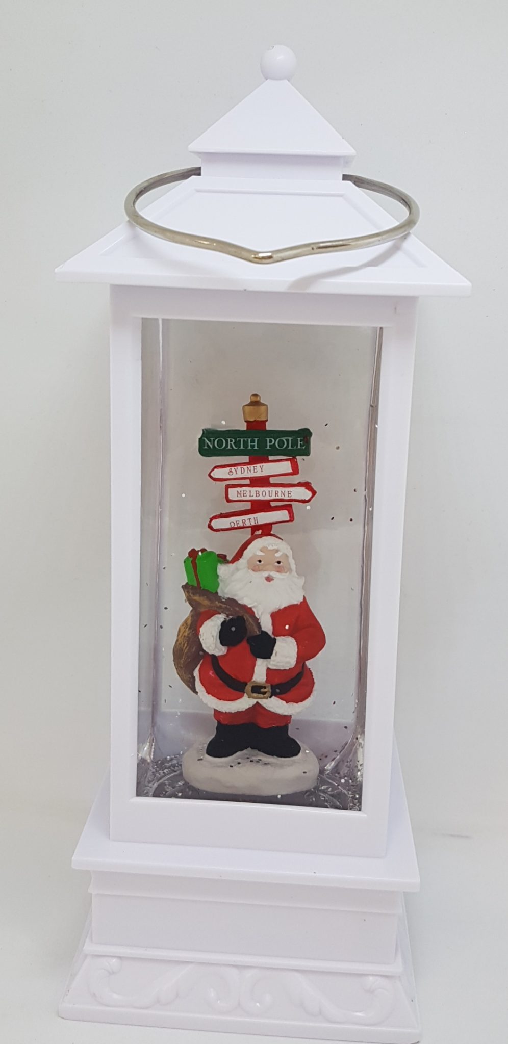 20201027_192607 Christmas Glitter Lantern – Santa with North Pole Sign – Christmas Ornament Design #24 - White