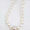 Sterling Silver Cubic Zirconia Round Ornate Enhancer Pendant on Pearl Necklace / Chain