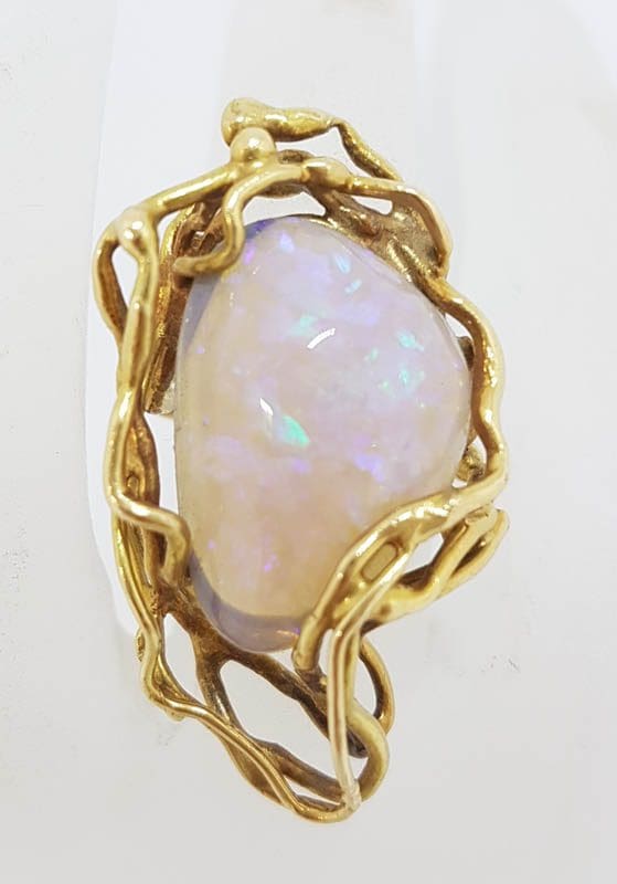 20201027_193436 18ct Yellow Gold Solid Opal Large and Unusual Ring - Made by Master Jeweller Gary Bradley, Melbourne - Vintage