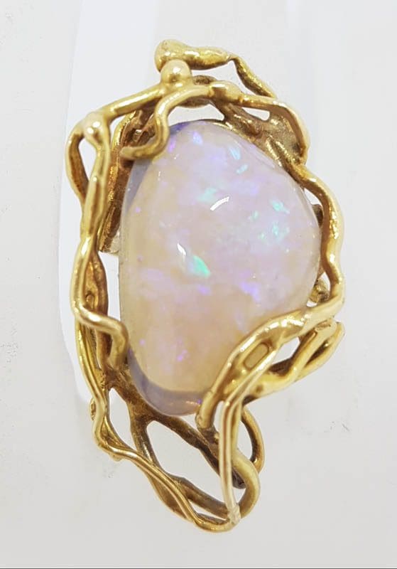 20201027_193459 18ct Yellow Gold Solid Opal Large and Unusual Ring - Made by Master Jeweller Gary Bradley, Melbourne - Vintage