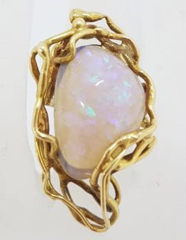 18ct Yellow Gold Solid Opal Large and Unusual Ring - Made by Master Jeweller Gary Bradley, Melbourne - Vintage