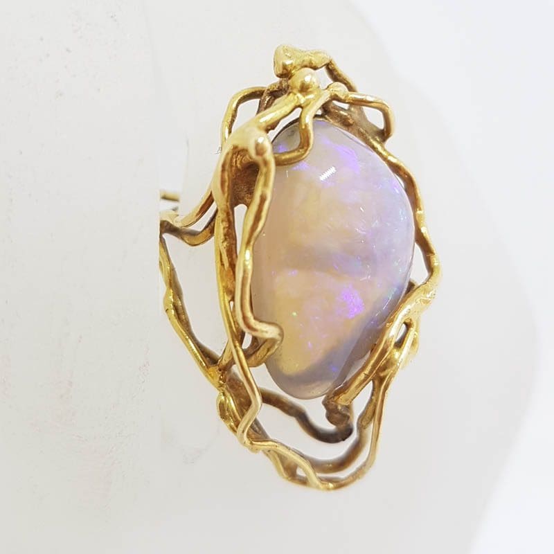 20201027_193536 18ct Yellow Gold Solid Opal Large and Unusual Ring - Made by Master Jeweller Gary Bradley, Melbourne - Vintage