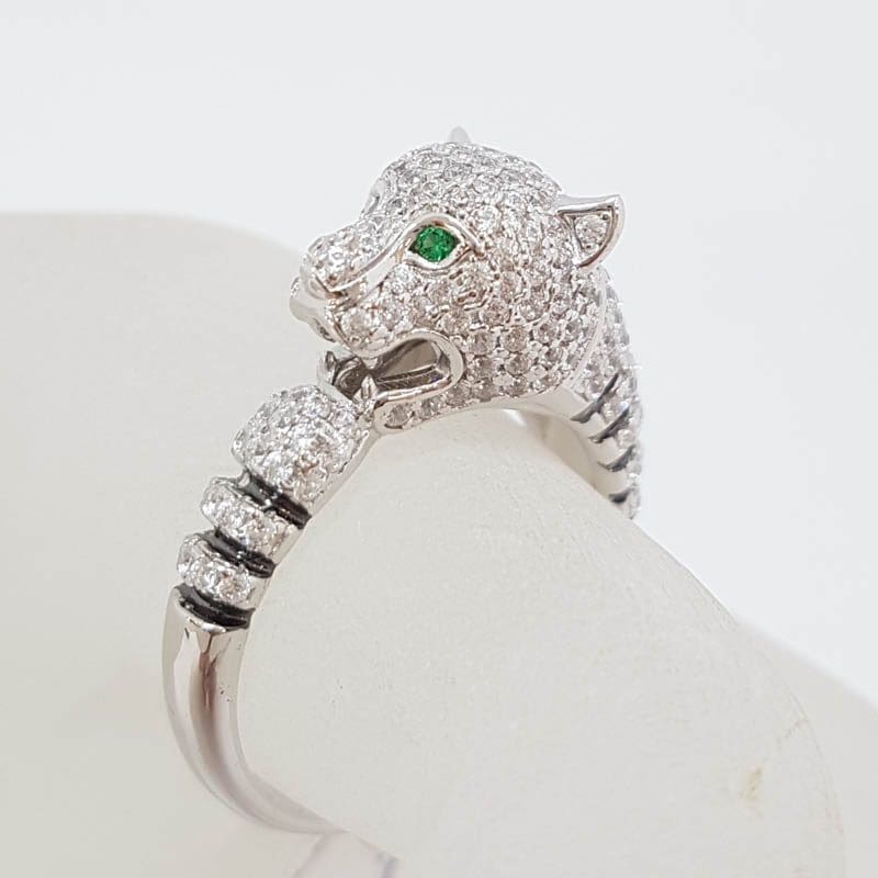 * SOLD * Sterling Silver Cubic Zirconia Cartier Inspired Panther / Cat ...