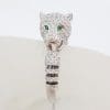 Sterling Silver Cubic Zirconia Cartier Inspired Panther / Cat / Puma Ring