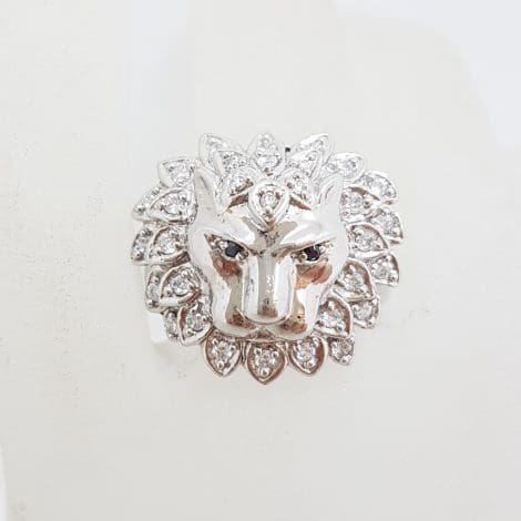 Sterling Silver Cubic Zirconia Lion Head Ring