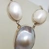 Sterling Silver Oval Mabe Pearl Necklace / Chain