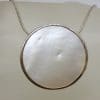 Sterling Silver Round Mother of Pearl Pendant on Silver Chain