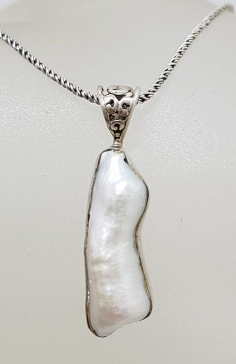 Sterling Silver Blister Pearl Pendant on Silver Chain