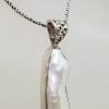 Sterling Silver Blister Pearl with Ornate Top Pendant on Silver Chain