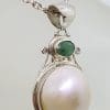 Sterling Silver Emerald & Mabe Pearl Pendant on Sterling Silver Chain